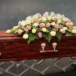 Red Wood Coffin Display By Perth Cremations and Burials WA